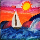 Maleri laget av elev på visuelle kunstfag i Skaun kulturskole.